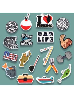 Assorted Dad-Themed Shoe Charms 18 Pieces Fun Accessories For Clogs Or Sandals D